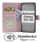 Skimblocker Plånboksfodral Samsung Galaxy S21 5G (SM-G991B) (Glitter Pink)