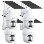 Anran - Lot de 4 Caméra de Surveillance Exterieure wifi 2.4Ghz 3MP sans Fil Solaire, Alarme Sonore, Audio Bidirectionnel, Détection pir, Vision