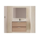 Caesaroo - Meuble de salle de bains suspendue 80 cm Minnesota Noyer sablé avec lavabo Noyer - 80 cm - Standard