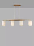 John Lewis Spindle 4 Pendant Diner Ceiling Light, Walnut/Antique Brass