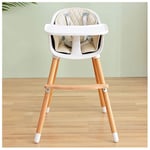 2-In-1 Convertible High Chair, Baby Dining Chair with Adjustable Legs And Tray, 5-Point Seat Belt, Detachable Footrest, Wooden Feeding Chair for Infants, Toddlers, Kids,White