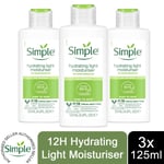 3x 125ml Simple Kind to Skin 12H Hydrating Light Moisturiser for Sensitive Skin
