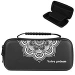 Etui pochette Switch LITE noir personnalisee prenom mandala blanc