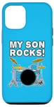 Coque pour iPhone 12/12 Pro Mon fils rocks, batterie batteur musicien fête des pères