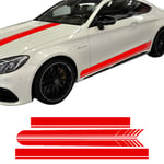 Car Side Skirt Sticker Stripe Decal, for Mercedes Benz C63 amg Coupe GT W205 W204 C43, Car Hood Roof Racing Side Stripe Decal Car Sticker