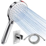 SREWOHS Pommeau de douche et tuyau de 1,6 m – Ensemble de pommeau de douche haute pression et pommeau de douche pour basse pression universel avec tuyau 5 modes, jet de chasse d'eau pour le nettoyage