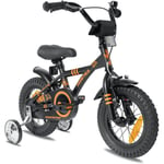 PROMETHEUS BICYCLES ® Barncykel 12 i svart matt & orange från 3 år med träningshjul