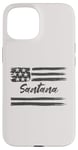 Coque pour iPhone 15 Santana – Nom personnalisé, étoiles et rayures, drapeau des États-Unis