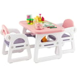 Goplus - Ensemble Table & 2 Chaises Ergonomiques pour Enfant en HDPE,79 x 49 x 49 cm,avec étagère de Rangement ,Sûr&Non Toxique,Rose