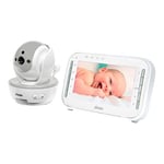 Alecto DVM-200GS Babyphone vidéo avec caméra et écran Couleur 4,3" - Babyphone avec Vision Nocturne - Moniteur bébé d'intérieur avec Fonction Talk-Back et Affichage de la température - Blanc/Gris