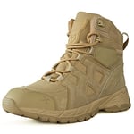 LUDEY Rangers Militaire Homme Chaussures de Sécurité Chaussure Combat Homme Durables Chaussures Tactiques Chaussures Randonnée Confortable Rangers Desert Beige 45EU