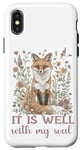 Coque pour iPhone X/XS It Is Well With My Soul Religieux Christian Fox Cottagecore