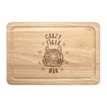 Crazy Tiger Man Stars Rectangular Wooden Chopping Board - Funny Animal