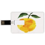 16G USB Flash Drives Credit Card Shape Yellow and Orange Memory Stick Bank Card Style Hand Drawn Lemon Watercolors Summer Organic Food Natural Product,Yellow Orange Green Waterproof Pen Thumb Lovely J