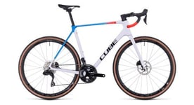 Velo de cyclocross cube cross race c 62 slx shimano 105 di2 12v 700 mm gris bleu rouge teamline 2023