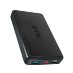 SBS PowerBank 10 K Slim, 10 000 mAh, Charge Rapide, Intelligent Charge (IC), LED d'état, 1 x USB-C, 2 x USB-A, Chargeur pour iPhone, iPad, AirPods, Samsung, Tablette, Smartphone, Noir