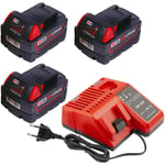 3X M18 B5 Batterie + M12 & M18 chargeur pour Milwaukee Batterie 18V 5,0Ah 48-11-1828 48-11-1840 C18B M18BX Li18 M18B4 M18 xc m18 48-59-1812