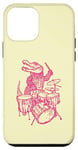 Coque pour iPhone 12 mini Crocodile jouant de la batterie en forme de crocodile, percussion, reptile