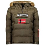 Geographical Norway BILBOQUET MEN - Parka Passe Tête Chaude Homme Imperméable - Manteau Épais Capuche Fourrure Outdoor - Blouson Chaud Coupe Vent Hiver Doublure Extérieur Veste Hommes (Kaki XL)