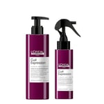 L'Oréal Professionnel, Duo Leave-In Boucles Définies & Ravivées pour Cheveux Ondulés / Frisés / Crépus, Gelée Coiffante + Spray Raviveur de Boucles, Sans Silicone