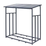 Abri de Bois de Chauffage, Etagere Rangement Exterieur Métal, Anthracite, XL 143x70x145 cm