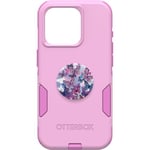 OtterBox Bundle Apricot Commuter Series Case - (Run Wildflower) + PopSockets PopGrip (Flutterby), Slim & Tough, Pocket-Friendly, with Port Protection, PopGrip Included Pink