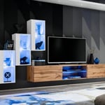 Ensemble Meuble TV "Switch XXII" 210cm Blanc & Naturel