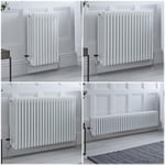 Radiateur style fonte rétro horizontal – Blanc - Quatre rangs – Choix de tailles et de pieds - Windsor