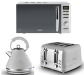 Tower Ash Grey Pyramid Kettle 4 Slice Toaster & Tower T24019S Silver Microwave