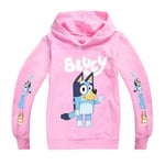 Bingo Bluey Hoodie med tecknad tryck för barn casual tröja Rosa Pink 13-14 Years