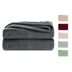 Komfortec Plaid Couverture Polaire Flanelle en Microfibre 260 g/m², Certifié Oeko-Tex Jeté de Canapé 150x200 cm, Flanelle Doux et Chaude, Fourrure Chaud et Doux en Peluche, Anthracite