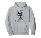 It's Fine I'm Fine Everything Is Fine Funny Black Cat Lovers Pullover Hoodie