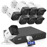 Annke - H500 Bullet 5MP PoE Système de Surveillance 8CH nvr 6MP H.265 onvif avec 2To Disque Dur et 8 Caméras de Surveillance 5MP, RJ45, IP67 Étanche,