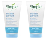 2x Simple Micellar Water Boost Facial Gel Wash 150ml