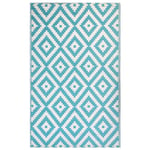 Tapis Extérieur et Intérieur Bleu Clair et Blanc en Polypropylène Motif Losange