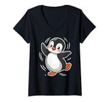 Womens Dancing Penguin Cute Cartoon Fun Waddle Dance Funny Dancer V-Neck T-Shirt