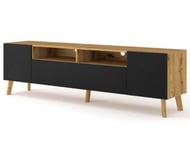 Velato - meuble tv - bois et noir - 195 cm - Best Mobilier