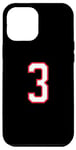 iPhone 14 Pro Max Number #3 Sport White Red Varsity Number Case