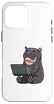 Coque pour iPhone 16 Pro Max Hippopotame travaillant sur un ordinateur portable Animaux