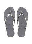 Havaianas 7909690697787, Tongs Femme Slim Crystal Glamour SW, Infradito,Argent Steel Gris, 41/42 EU