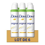 DOVE - Déodorant Femme Original - Spray Anti-transpirant - Soin quotidien des aisselles - 48h de protection anti-odeurs (lot de 6x200ml)