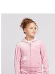 Juicy Couture Girls Mini Diamante Velour Zip Through Hoodie - Light Pink, Light Pink, Size Age: 7-8 Years