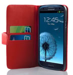 cadorabo Coque pour Samsung Galaxy S3 / S3 Neo en Rouge Cerise - Housse Protection en Similicuir Lisse avec Stand Horizontal et Fente Carte - Portefeuille Etui Poche Folio Case Cover