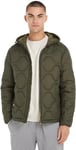 Tommy Hilfiger Men’s Quilted Jacket with Hood, Multicolor (Army Green), XXL