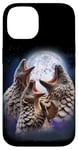 Coque pour iPhone 14 3 Pangolin hurlant à la lune pour amoureux des animaux en danger