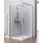 Schulte - Accès d'angle droit avec portes de douche coulissantes, verre 5 mm, profilé blanc 90 x 90 x 185 cm