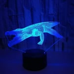 Krokodil 3D 16 Färgbytande Nattlampa Färgglad Touch Fjärrkontroll 3D LED Visuell Lampa Sovrum Sängbord Dekoration Födelsedag Julgåvor