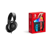 SteelSeries Arctis Nova 1 - Casque de Jeu Multi-système — Microphone antibruit — PC, PS5, PS4, Switch, Xbox - Noir + Console Nintendo Switch (Modèle OLED) avec Manettes Joy-Con Bleu Néon/Rouge Néon