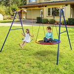 Costway - Portique avec Balançoire Nid d'Oiseau Ronde Ø100CM Balançoire Ceinture 1,2m pour Enfant Charge 300KG 2 Méthodes de Fixation