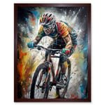 Bike Rider Racing Paint Splat Sport Bicycle Race Art Print Framed Poster Wall Decor 12x16 inch